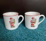 2 Kerst mokken met kerstman kerstmok kerstbeker porselein, Diversen, Kerst, Ophalen of Verzenden, Nieuw