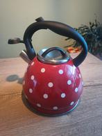 Leuke fluitketel - rood met witte stippen, Ophalen of Verzenden, Gebruikt