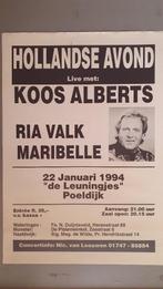 Koos Alberts, Ria Valk, Maribelle poster Hollandse avond '94, Verzamelen, Ophalen of Verzenden, Zo goed als nieuw, Poster, Artwork of Schilderij