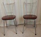 Retro vintage formica chroom keukenstoeltjes 2 stuks, Ophalen, Gebruikt, Eén