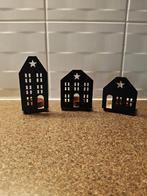 Metalen Huisjes Waxinelichthouder, Huis en Inrichting, Woonaccessoires | Kandelaars en Kaarsen, Zwart, Nieuw, Ophalen of Verzenden