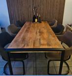 Mooie grote 6-persoons eettafel met zwart onderstel, Huis en Inrichting, Tafels | Eettafels, Ophalen, 200 cm of meer, 50 tot 100 cm