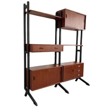 Mid-century Deens design wandmeubel teak vintage 1960's beschikbaar voor biedingen