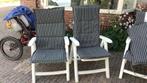 Set van 4 tuinstoelen inclusief kussens, Ophalen, Gebruikt, Kunststof, Inklapbaar