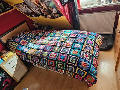 Gehaakte deken/plaid/sprei granny square katoen, Hobby en Vrije tijd, Breien en Haken, Zo goed als nieuw, Haken, Overige typen