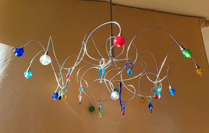 Harco loor design lamp strawberry sweet 12 Murano bolletjes, Huis en Inrichting, Lampen | Hanglampen, Zo goed als nieuw, 75 cm of meer