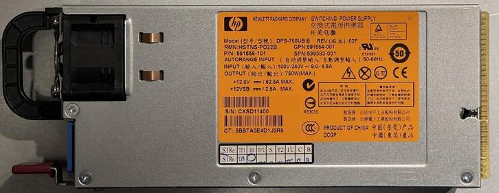 HP 750W Server Voeding - DPS-750UB B (HSTNS-PD22B), Computers en Software, Interne voedingen, Gebruikt, Ophalen