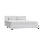 Syntetisch leren bed, Ophalen, Gebruikt, Wit, Tweepersoons