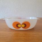 Jena glas ovenschaal pauwenoog melkglas 20 cm diameter, Schaal, Rond, Ophalen of Verzenden, Glas