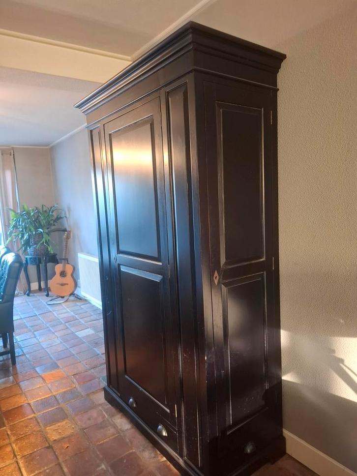Zwart Massief Eiken Vakken kast met Deuren & Lades, Huis en Inrichting, Kasten | Boekenkasten, 100 tot 150 cm, 200 cm of meer