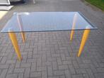 Glazen gegraveerde eettafel 150x80cm hoogte 77cm, Ophalen, Gebruikt, 100 tot 150 cm, Glas