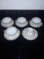 5 Antieke Limoge/haviland theekop en sch vol goud en bloemen, Antiek en Kunst, Antiek | Servies los, Verzenden