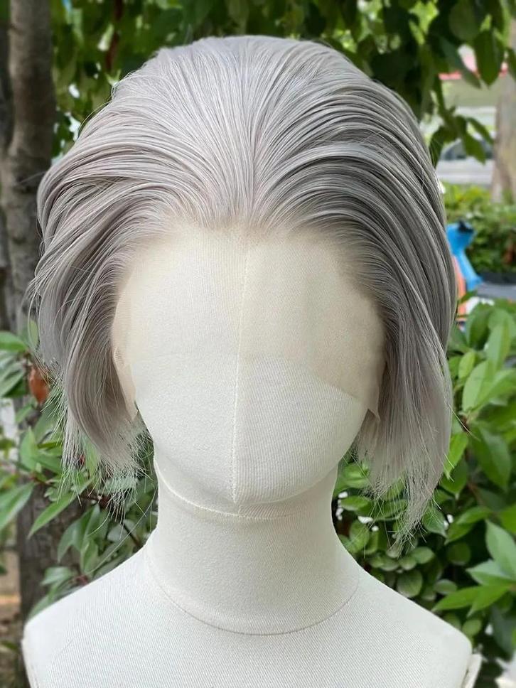 Grijze Korte Bob Pruik Met Lace Vrouwen Mannen Grijs Haar, Sieraden, Tassen en Uiterlijk, Uiterlijk | Haarverzorging, Nieuw, Pruik of Haarverlenging