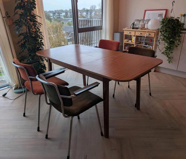 Vintage uitschuifbare eettafel, Dutch/Deens design 60s/70s, Antiek en Kunst, Antiek | Meubels | Tafels, Ophalen of Verzenden