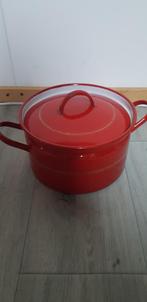 emaille rode soeppan pan antiek retro vintage, Ophalen of Verzenden
