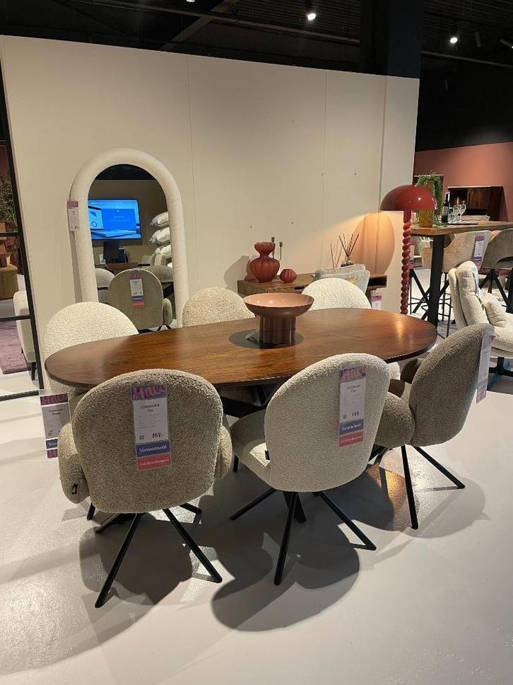 Eettafel + 6 eetkamerstoelen, Huis en Inrichting, Banken | Complete zithoeken, Nieuw, Hout, Metaal, Stof, Ophalen