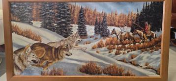 Een gravure van jagende indianen 44x99 beschikbaar voor biedingen