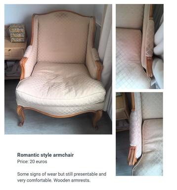 romantic armchair beschikbaar voor biedingen