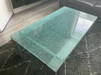 Salontafel met craquelé glas, Ophalen, Gebruikt, 100 tot 150 cm, 50 tot 100 cm