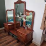 Antieke kaptafel met 3 spiegels, Gebruikt, 100 tot 150 cm, 100 tot 150 cm, Hout