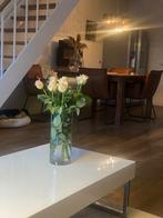 Hoogglans salontafel wit, poot chroom, 120x65x35 cm, Ophalen, Overige materialen, 100 tot 150 cm, 50 tot 100 cm