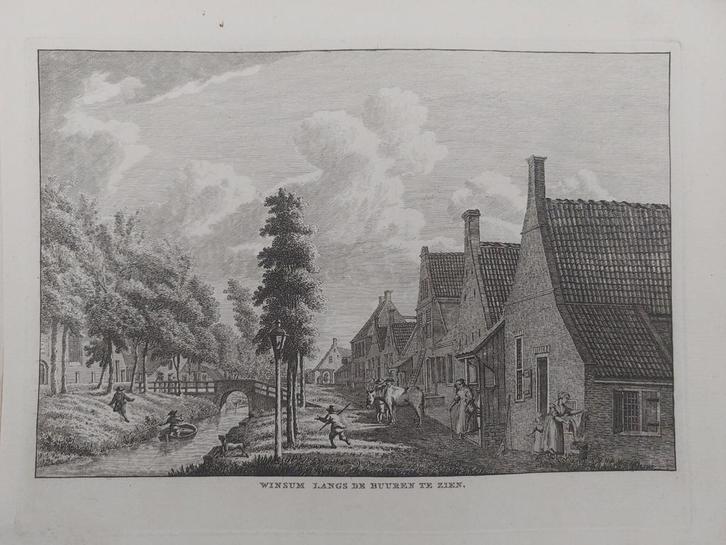 347 / Winsum langs de Buuren te zien Gravure uit 1790, Antiek en Kunst, Kunst | Etsen en Gravures, Ophalen of Verzenden