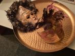 Venetiaanse Maskers met Echte Veren, Antiek en Kunst, Ophalen of Verzenden