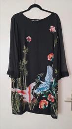 Ana Alcazar jurk, zwart met Oosterse symbolen, vogelprint, Overige typen, Zwart, Maat 42/44 (L), Ophalen of Verzenden