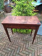 Antiek mahoniehouten kaarttafel, Gebruikt, 50 tot 100 cm, Ophalen of Verzenden, Strak empire