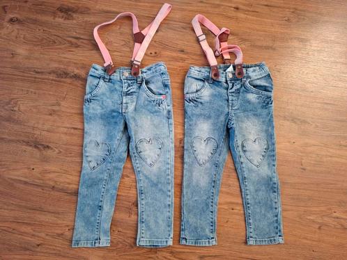 Tweeling meisjes stoere jeans met bretels maat 98, Kinderen en Baby's, Tweelingen en Meerlingen, Zo goed als nieuw, Kleding, Ophalen of Verzenden