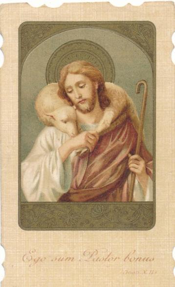 4 Mooie oude prentjes van Jezus de Goede Herder beschikbaar voor biedingen