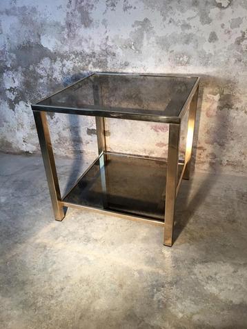 Goldplated bijzettafel van Belgo Chrome , jaren 80 beschikbaar voor biedingen