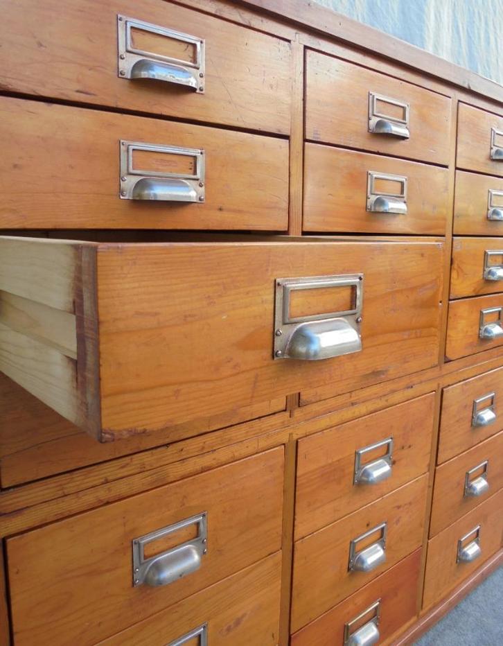 ladekast papierkast schoolkast archiefkast, Antiek en Kunst, Curiosa en Brocante, Ophalen of Verzenden