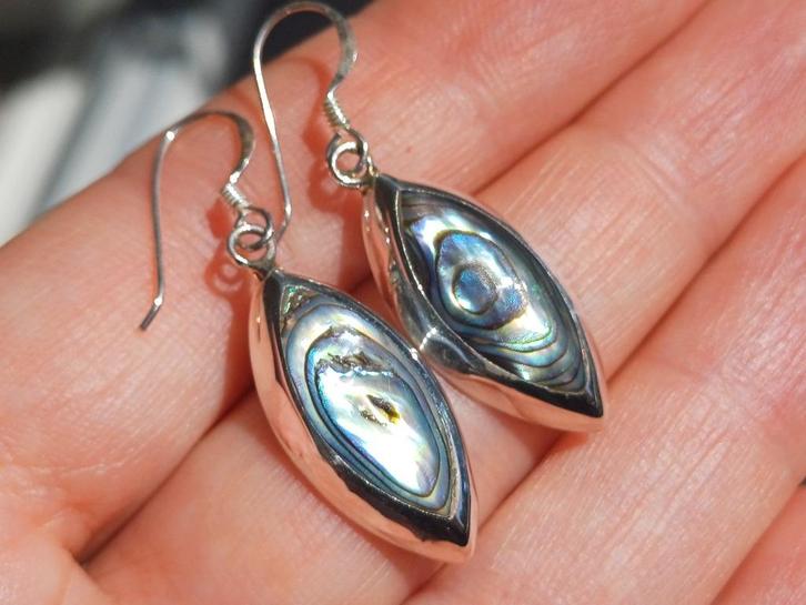 Vanoli 925 zilveren oorbellen met abalone, Sieraden, Tassen en Uiterlijk, Oorbellen, Nieuw, Hangers, Zilver, Overige kleuren, Met edelsteen