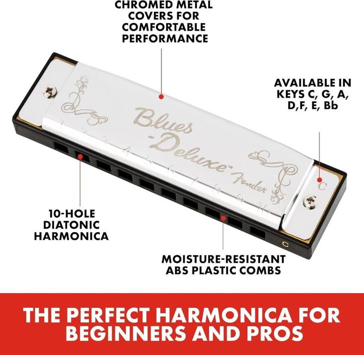 Fender Blues Deluxe Blues harp, Muziek en Instrumenten, Blaasinstrumenten | Mondharmonica's, Nieuw, Diatonisch, C-mondharmonica