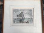 druk print gravure vissersvolk scheveningen bomschuit, Antiek en Kunst, Ophalen of Verzenden