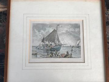 druk print gravure vissersvolk scheveningen bomschuit beschikbaar voor biedingen
