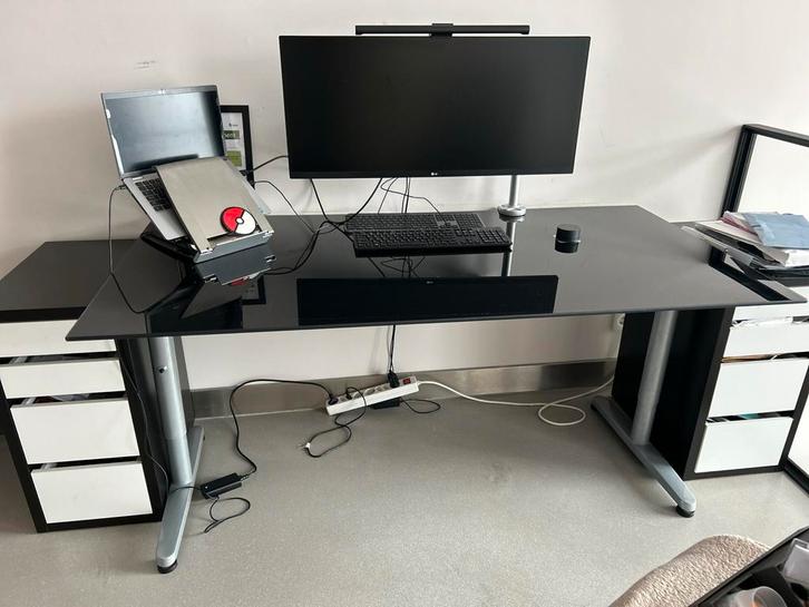 Stijlvol glazen Bureau, Huis en Inrichting, Bureaus, Gebruikt, Bureau, Ophalen