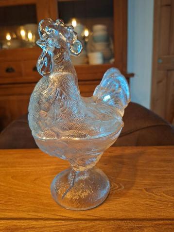 Vintage glazen snoeppot Haan beschikbaar voor biedingen