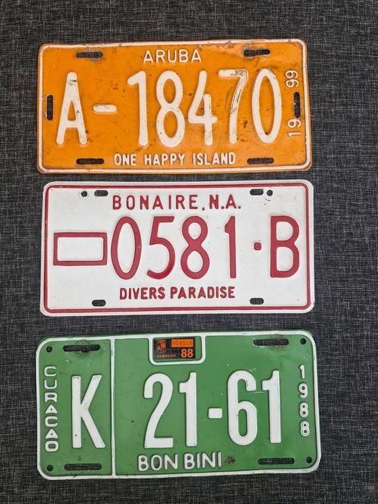 Kentekenplaat SET ABC islands Aruba Bonaire Curacao nmborden, Verzamelen, Automerken, Motoren en Formule 1, Gebruikt, Auto's, Ophalen of Verzenden