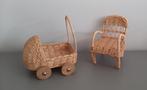 poppenhuis meubels wiegje en stoel pitriet riet, Ophalen of Verzenden, Gebruikt, Overige typen