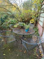 Vintage Frans Tuinsetje - 4 Stoelen + Tafel, Tuin en Terras, Tuinsets en Loungesets, Gebruikt, Ophalen of Verzenden, Tuinset, Eettafel