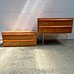 Set (2) zwevende vintage nachtkastjes in notenhout hoogglans, Ophalen, Gebruikt, Onbekend, Onbekend