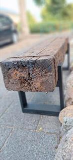supergave doorleefde eikenhouten spoorbielzen tuinbankjes, Ophalen, Nieuw, Hout