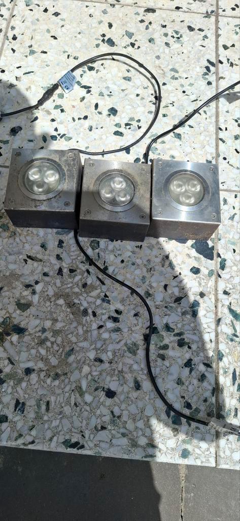 In-lite grondspots (3 stuks) muurverlichting  en grondpennen, Tuin en Terras, Buitenverlichting, Gebruikt, Spots, Rvs, Minder dan 50 watt