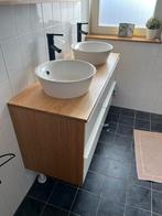 Badkamermeubel bekleed met bamboehout, Huis en Inrichting, Ophalen, Gebruikt, 100 tot 150 cm, Minder dan 100 cm