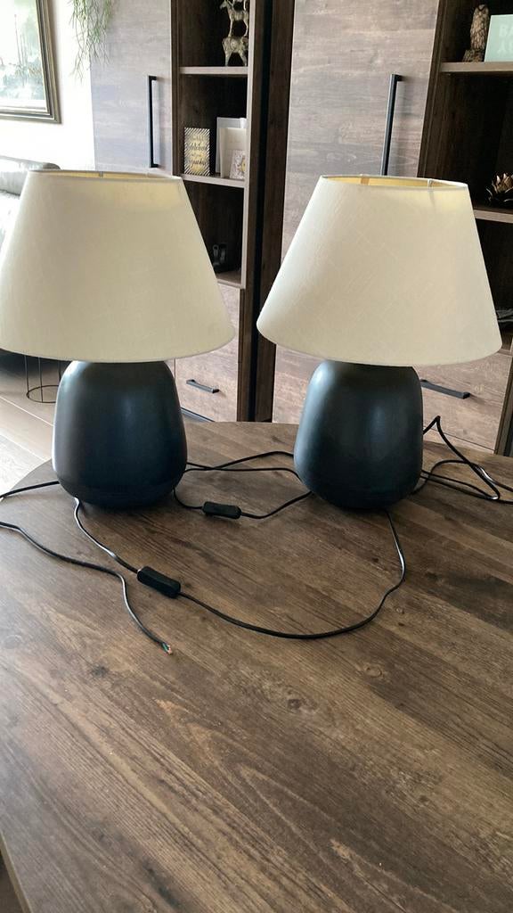 2 Robuuste Tafelschemerlampen Per st €17,50 Samen €30,00, Ophalen of Verzenden, Zo goed als nieuw, Minder dan 50 cm