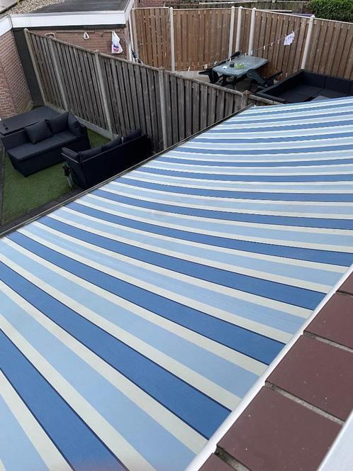 BRUSTOR zonnescherm knikarm 480 cm breed 375cm lang, Tuin en Terras, Zonneschermen, Gebruikt, Knikarmscherm, 300 cm of meer, 450 cm of meer