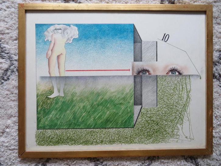 Adriaan de Kruiff tekening zien, Antiek en Kunst, Kunst | Tekeningen en Foto's, Ophalen of Verzenden