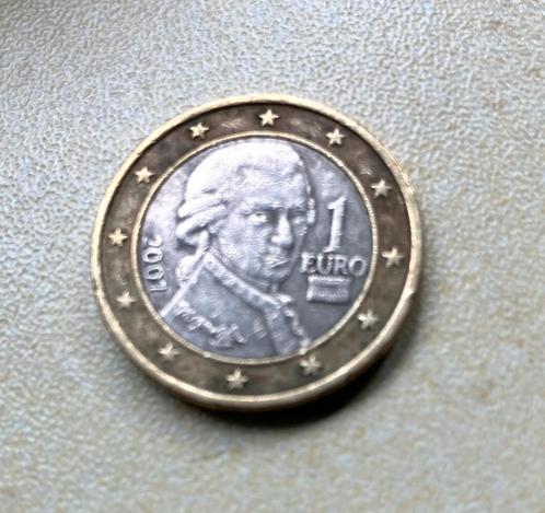 1 Euromunt OOSTENRIJK - Mozart 2007, Postzegels en Munten, Munten | Europa | Euromunten, Losse munt, 1 euro, Oostenrijk, Ophalen of Verzenden